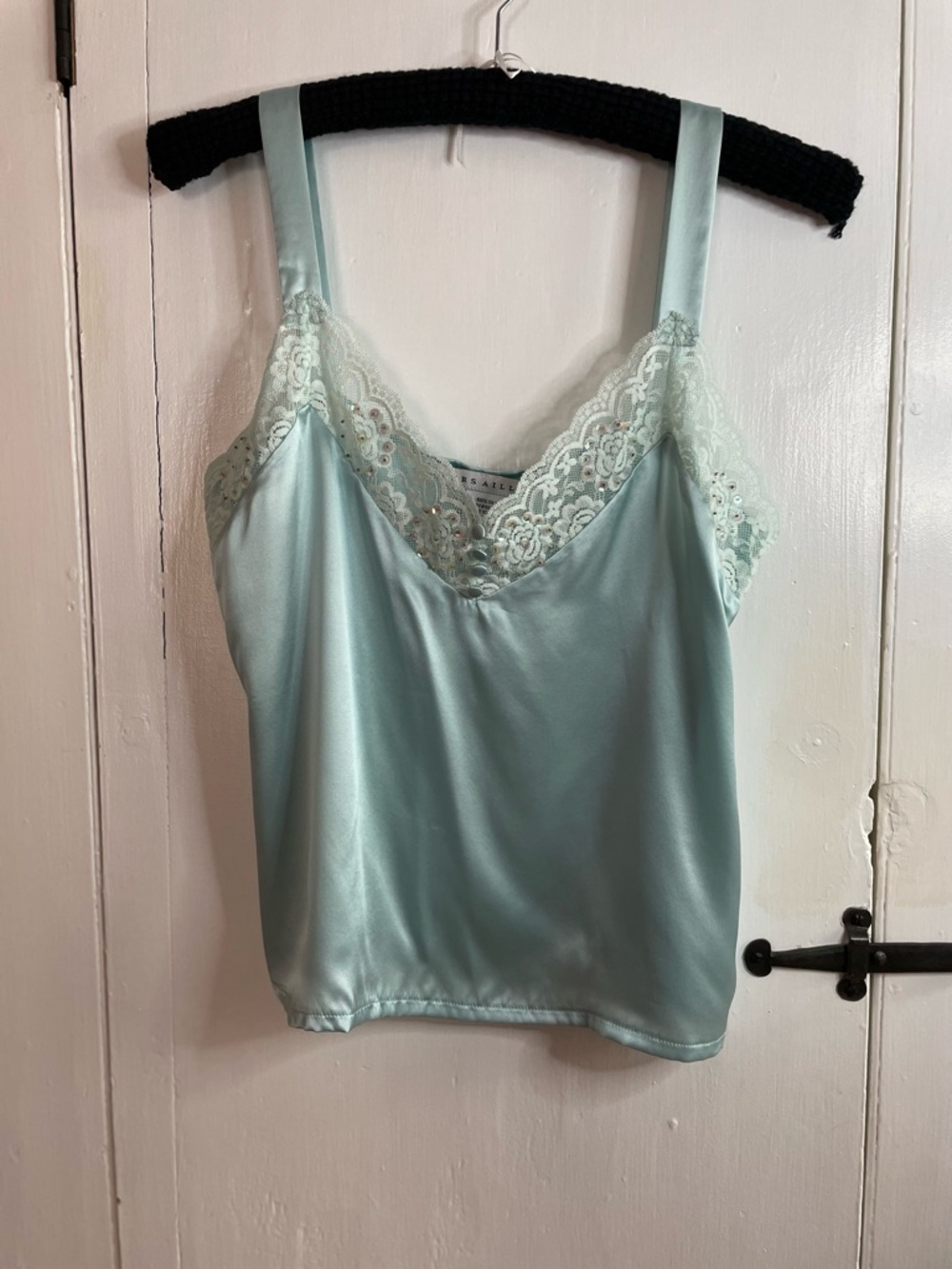 Vintage Versailles 100% Silk Satin Embelished Lace Trim Cami Tank Size M NWOT